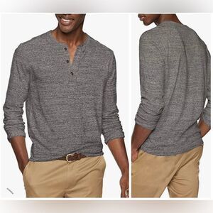 J.Crew Men's Long Sleeve Grey Heather Henley Size‎ S